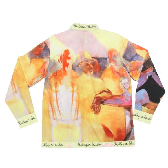 NWT KidSuper Studios Men’s Size Medium Multi Colored Printed 'Satin Shirt /711 - Picture 4 of 6